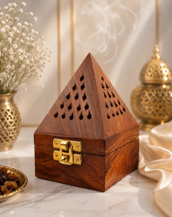 Imported Pyramid Wooden Bakhoor & Loban Burner