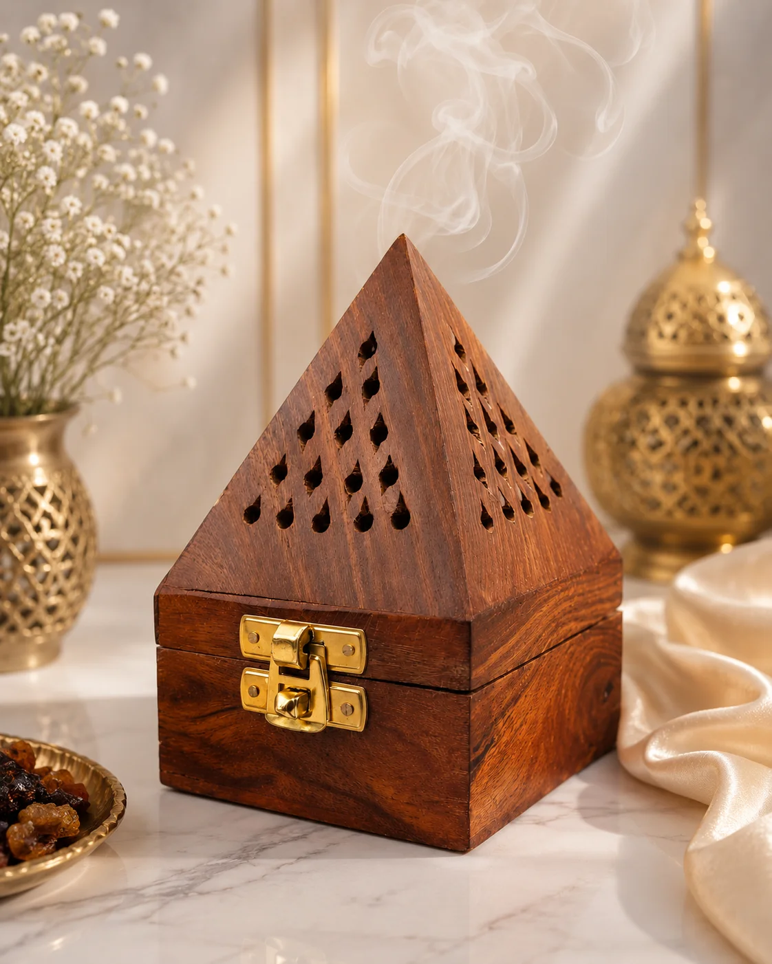 Imported Pyramid Wooden Bakhoor & Loban Burner