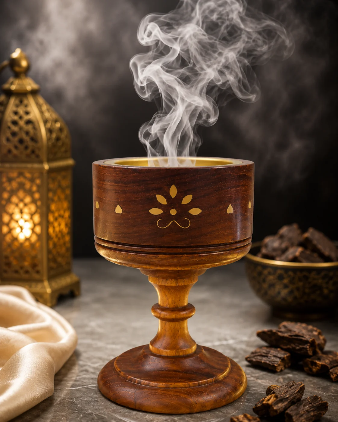 Imported Royal Pedestal Wooden Bakhoor & Loban Burner