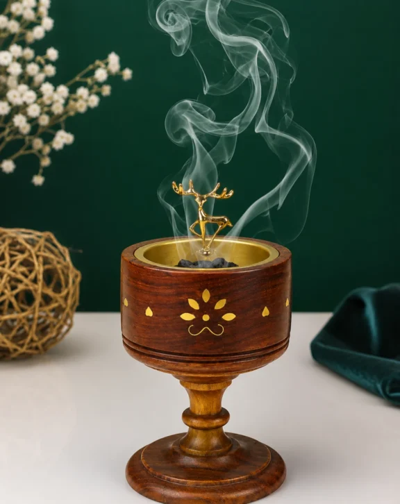 Imported Royal Pedestal Wooden Bakhoor & Loban Burner