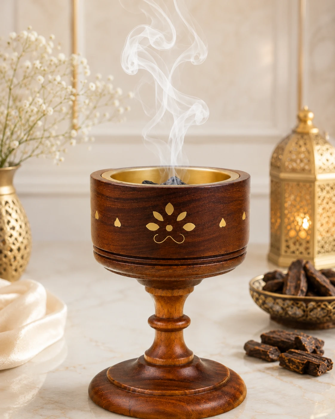 Imported Royal Pedestal Wooden Bakhoor & Loban Burner