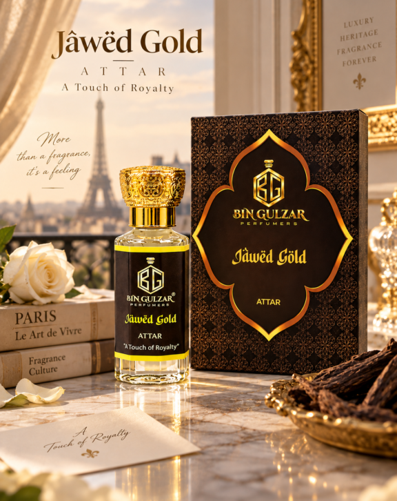 Experience timeless luxury with Jâwëd Gold Attar by Bin Gulzar Perfumers — a rich, sophisticated fragrance crafted for those who appreciate elegance, warmth, and a lasting impression.